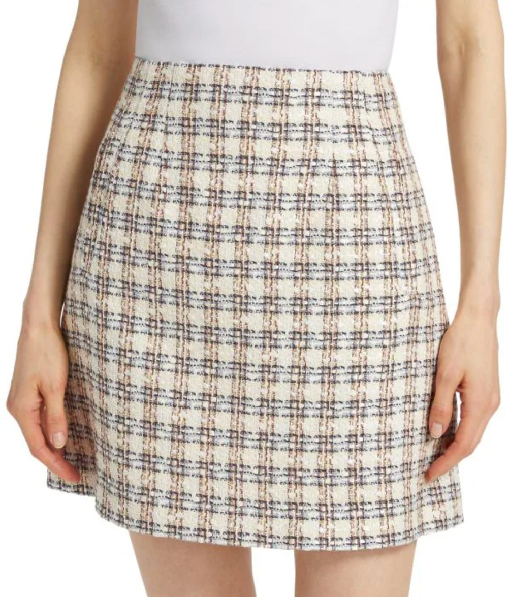 NWT Veronica Beard Roman Tweed Mini Skirt Ivory Camel Women Size 4 Retail $378
